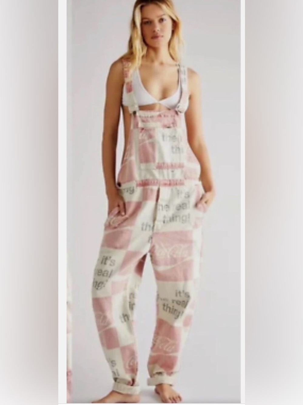 NWT🌟 Free People x Rolla's Coca Cola Trade Overalls 🌟 - Picture 2 of 5